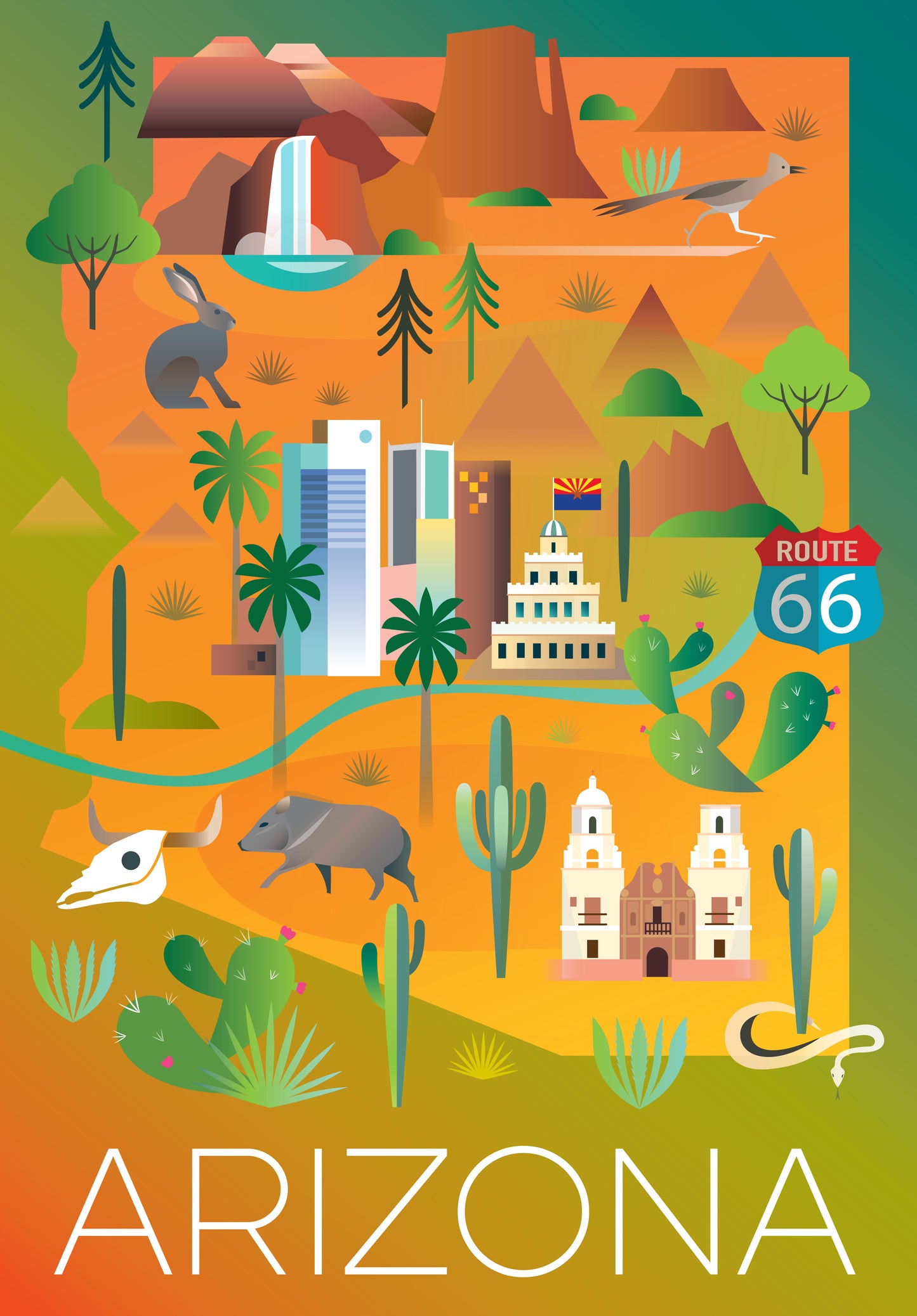 ARIZONA MAP POSTCARD