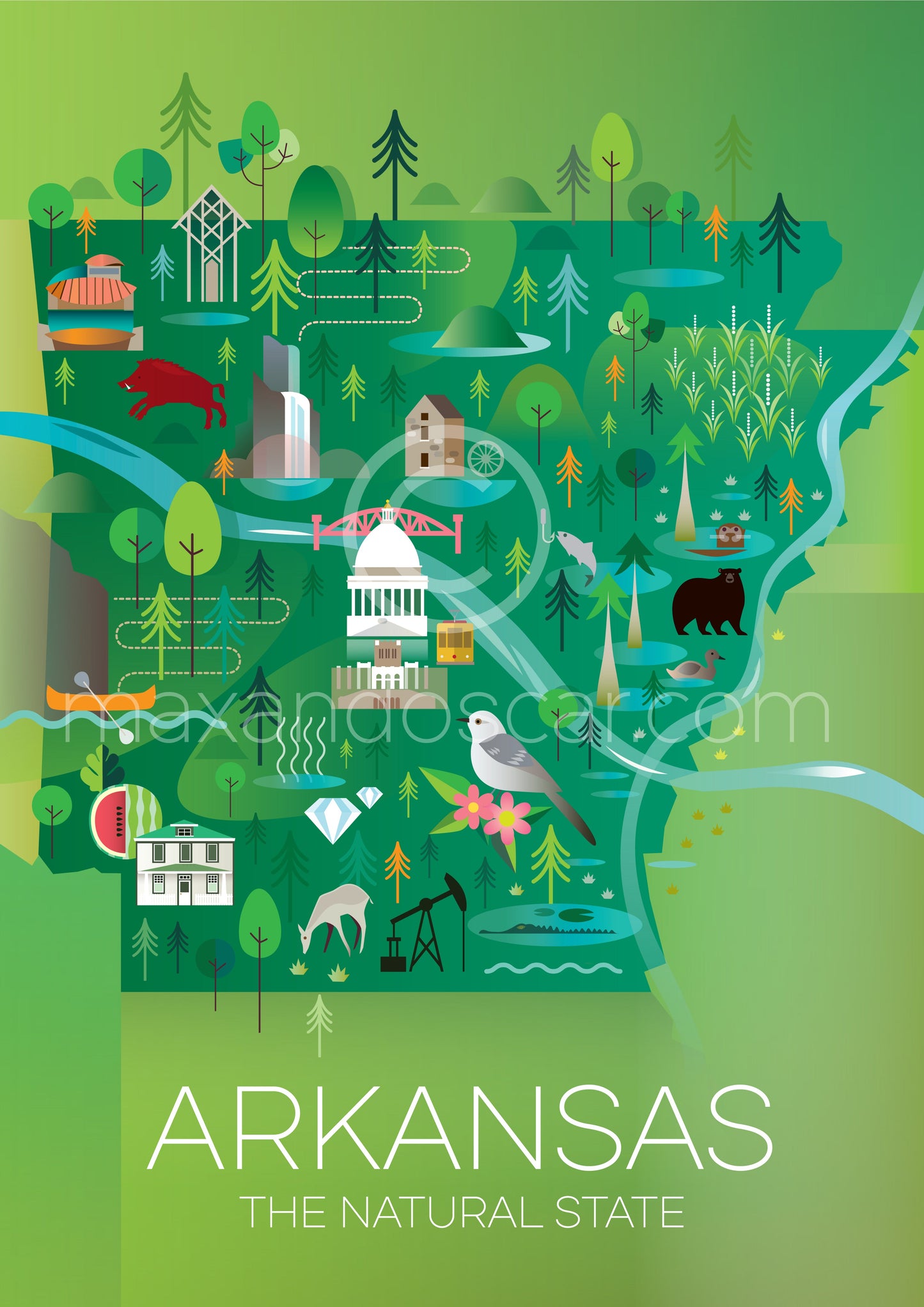 Arkansas Karte Postkarte