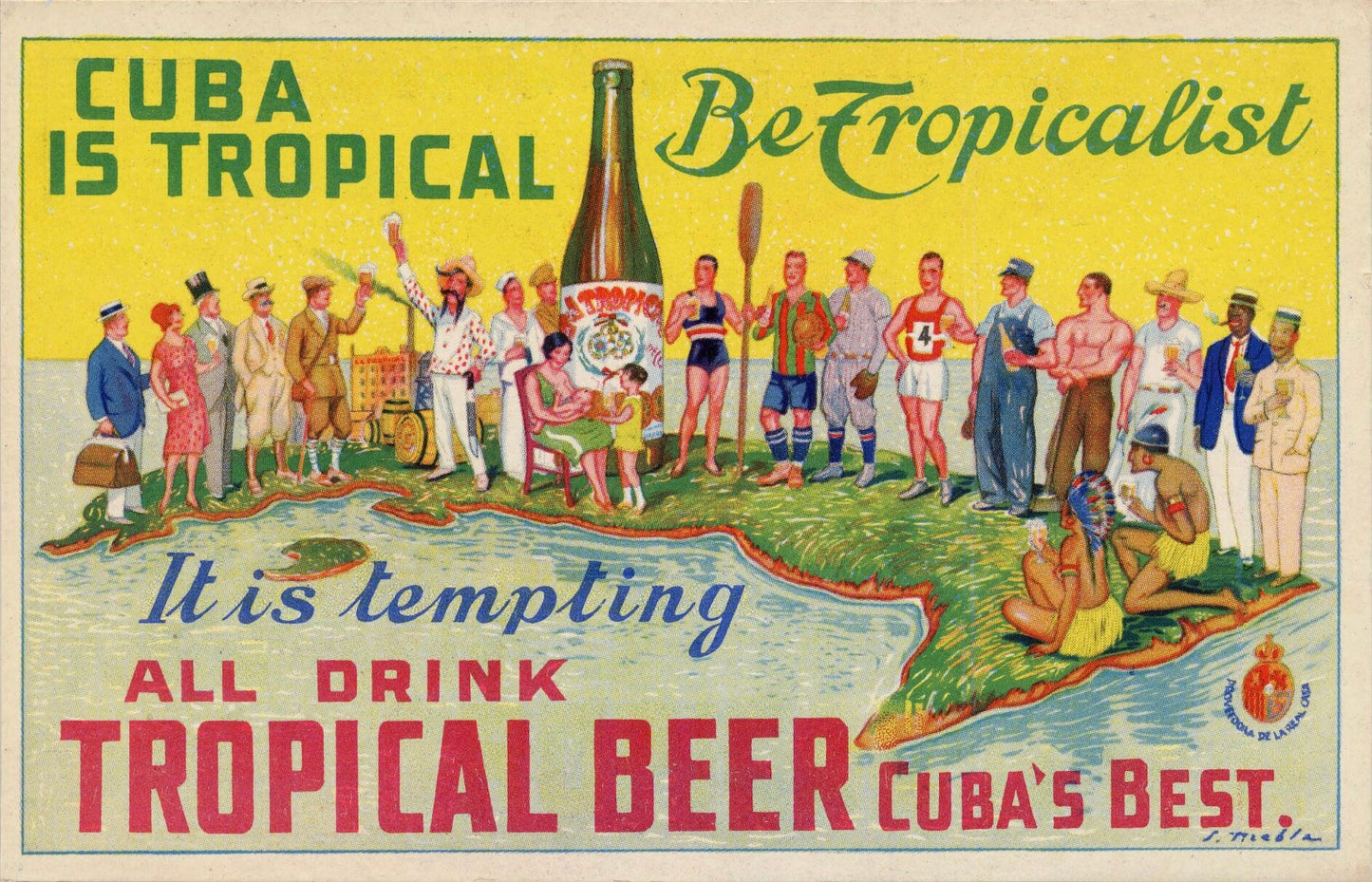 CUBA TROPICAL BEER VINTAGE POSTAL CARD