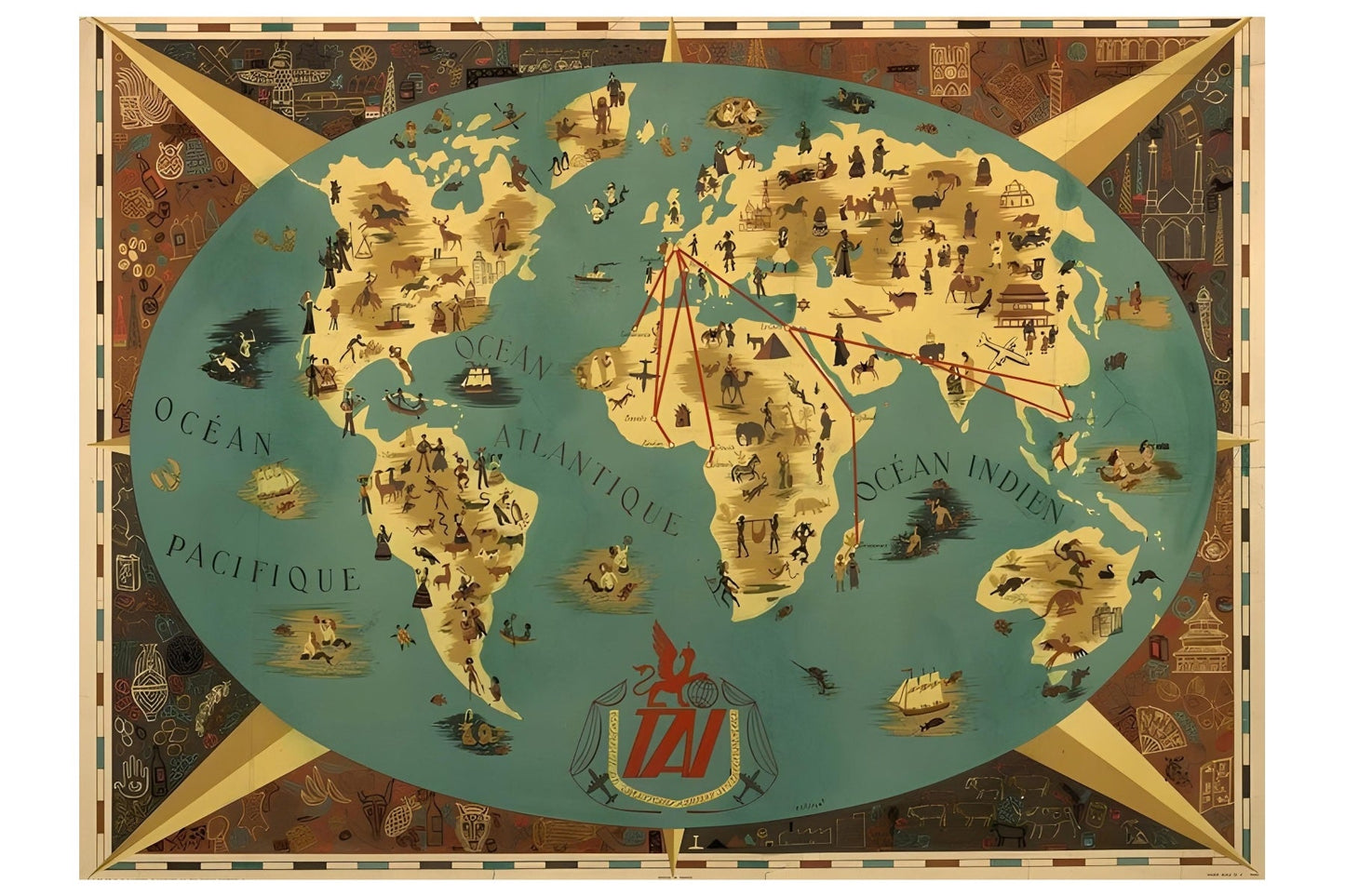 TAI World Map Postal Card