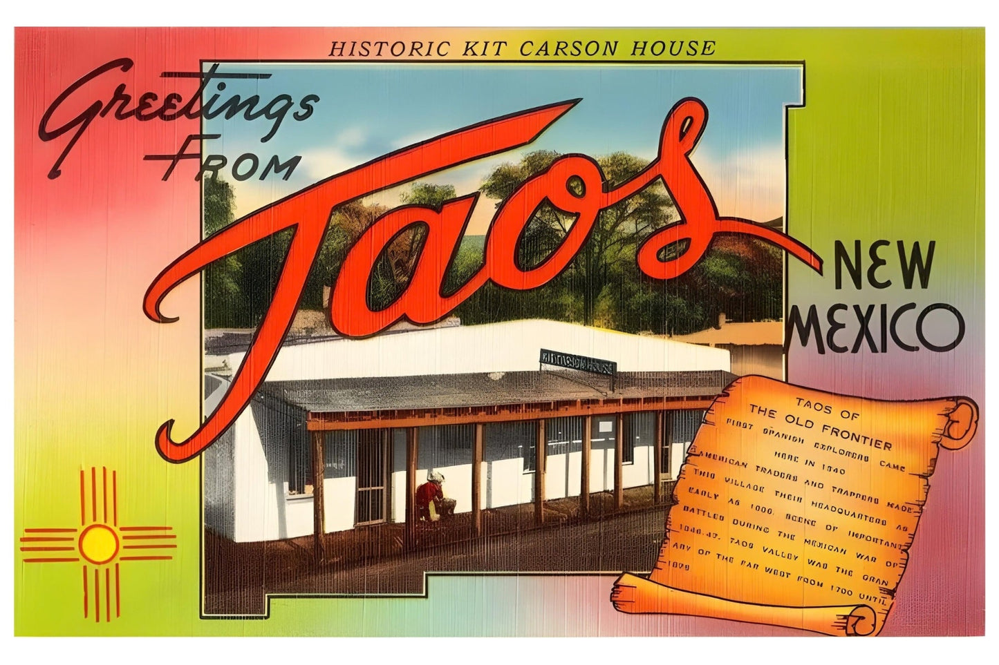 Greetings From Taos, New Mexico Postal Card
