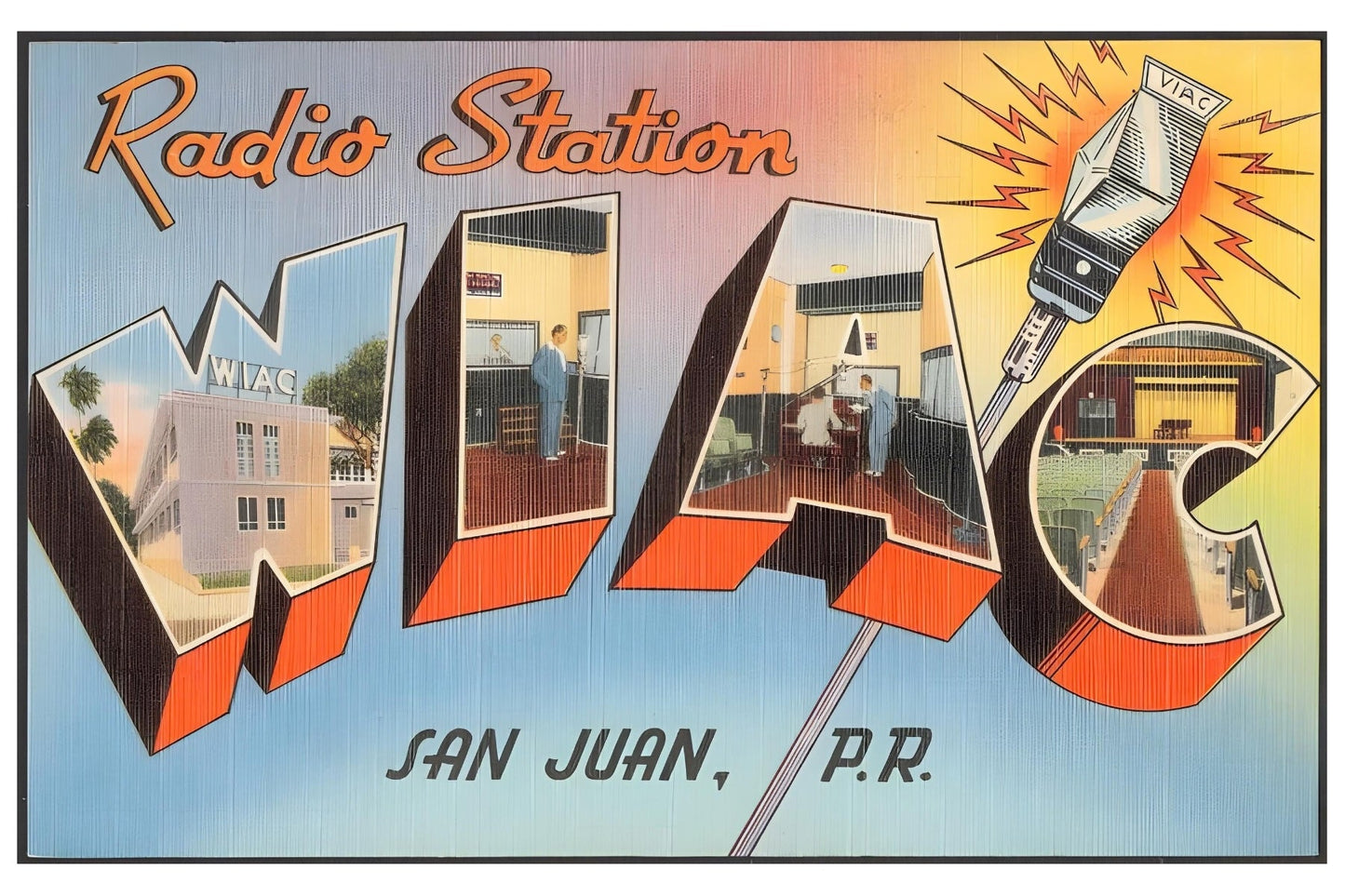Radio Station WIAC, San Juan, Puerto Rico Postal Card