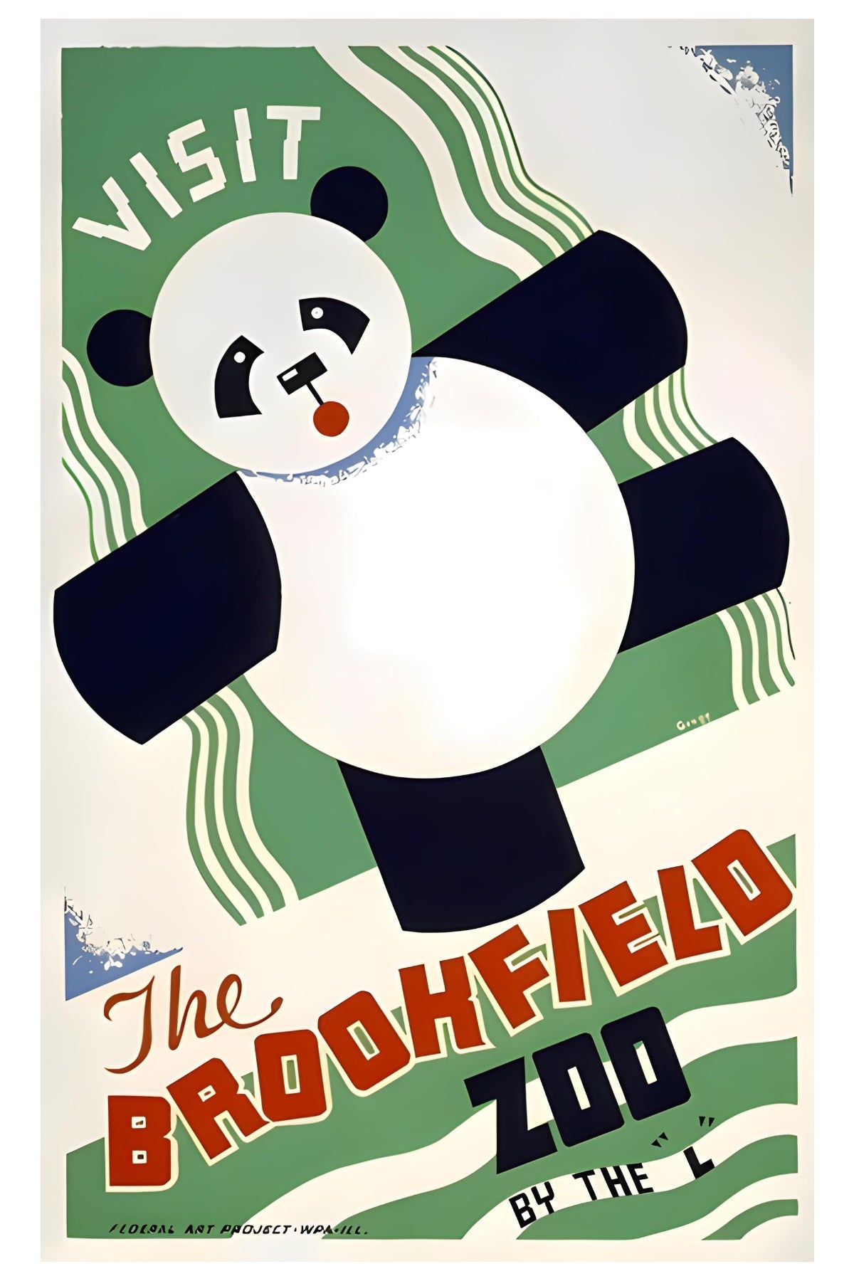 Brookfield Zoo Panda WPA Postkarte
