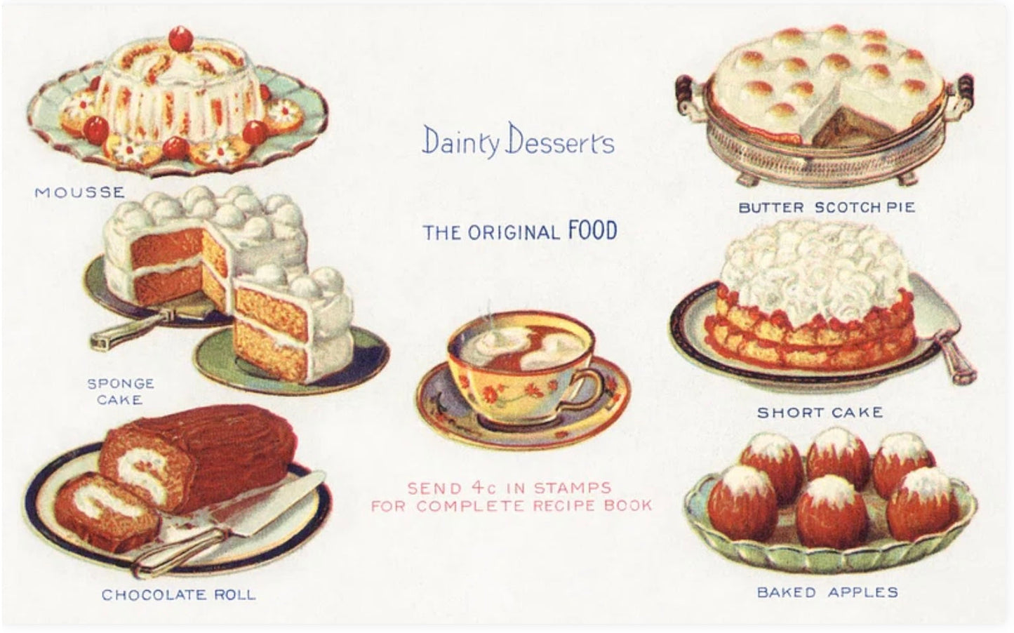 Zierliche Desserts Postkarte