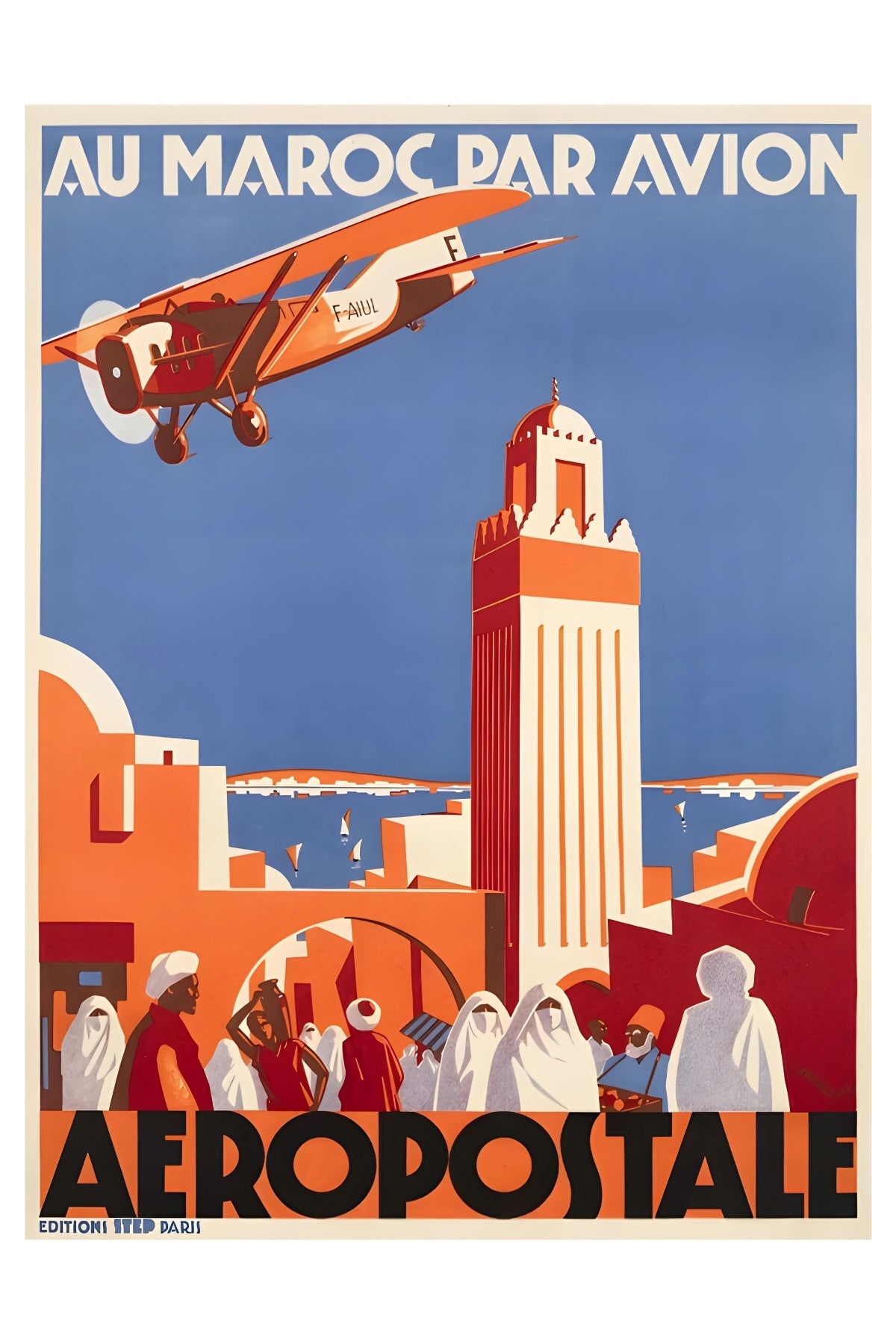 Au Maroc Par Avion Postkarte