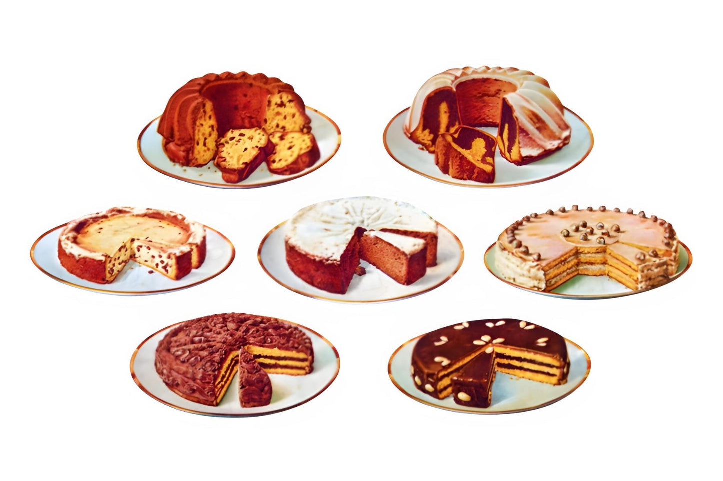 Cakes Vintage Postal Card