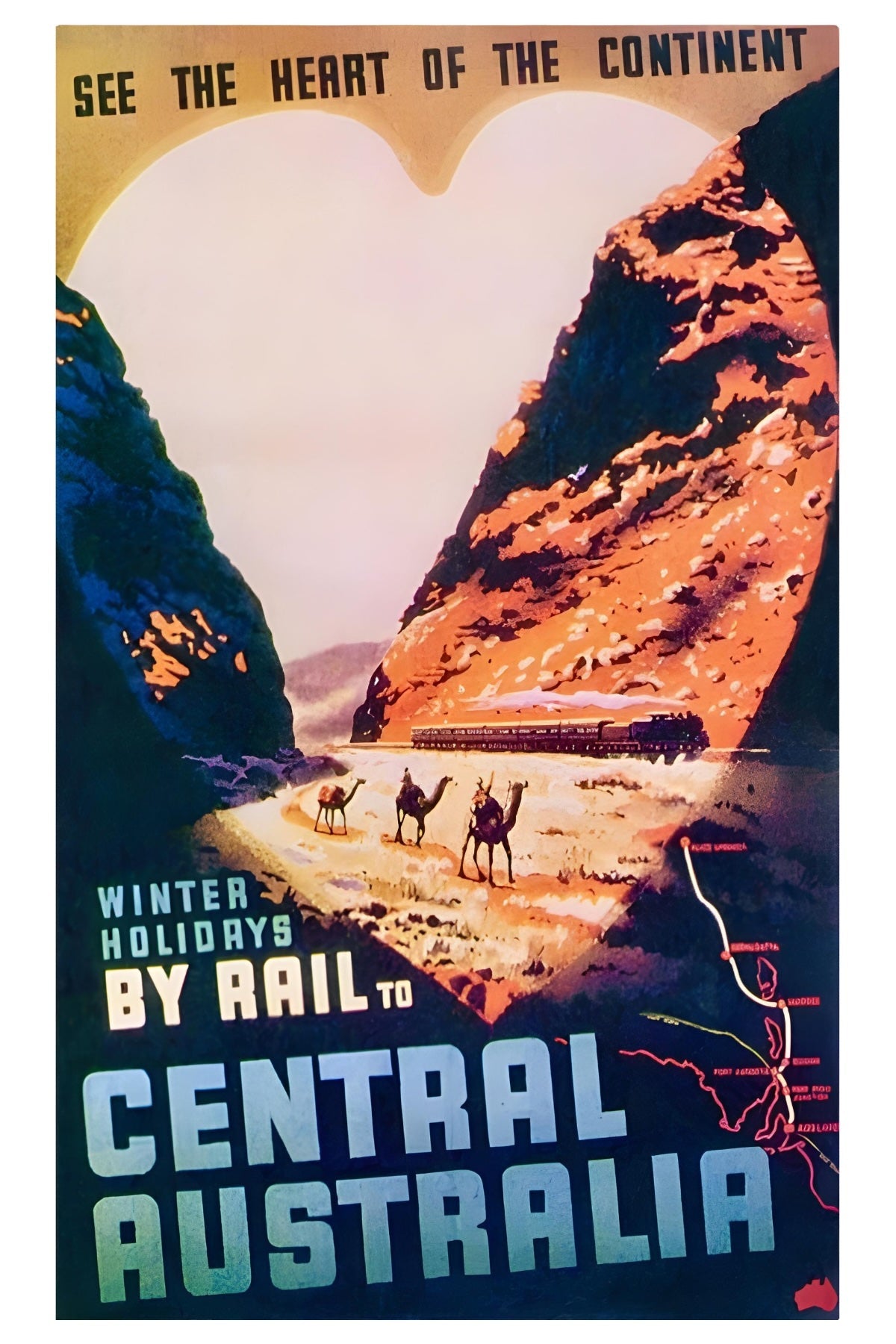 Postkarte Zentralaustralien mit der Bahn