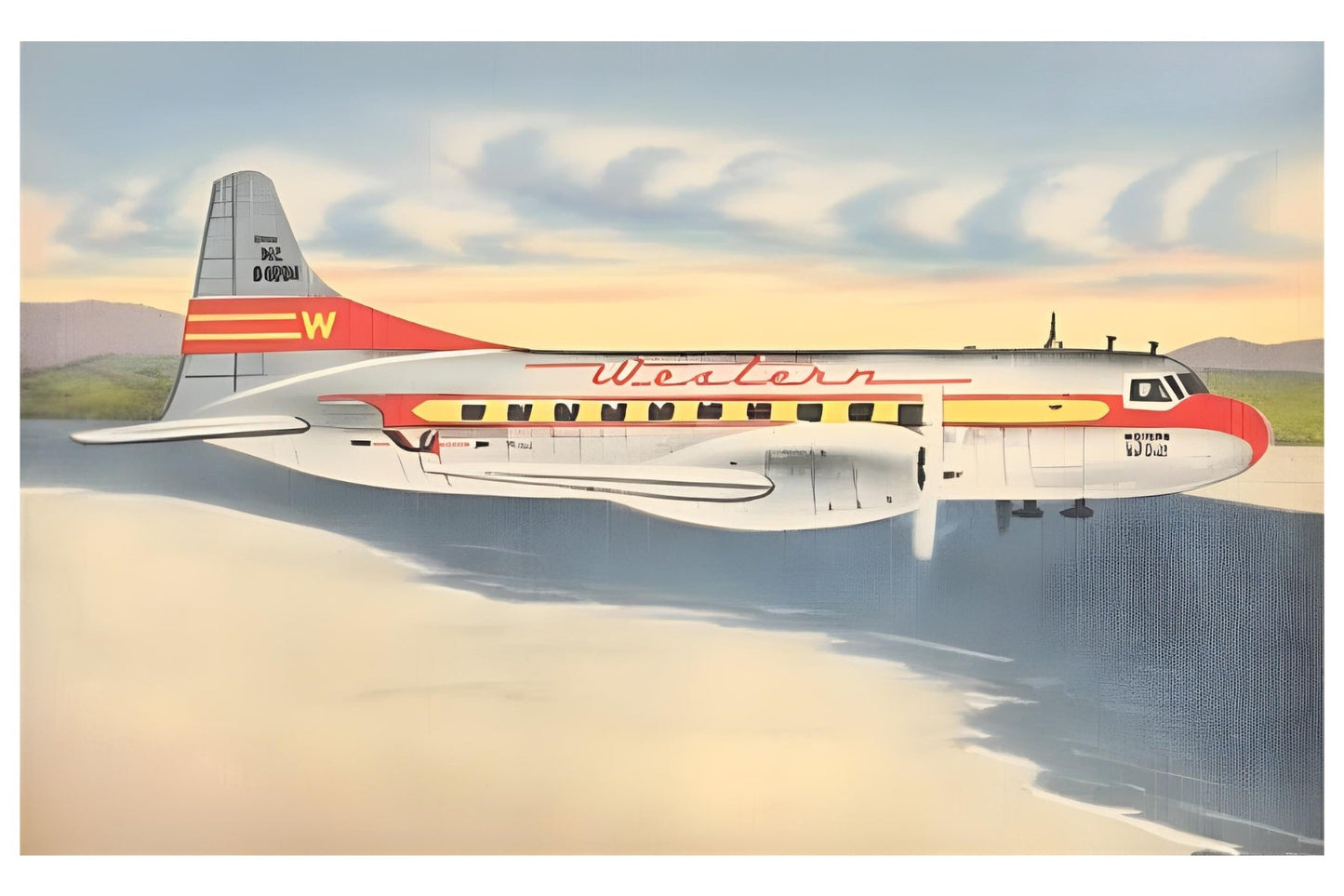 Convair Western Airlines Postal Card