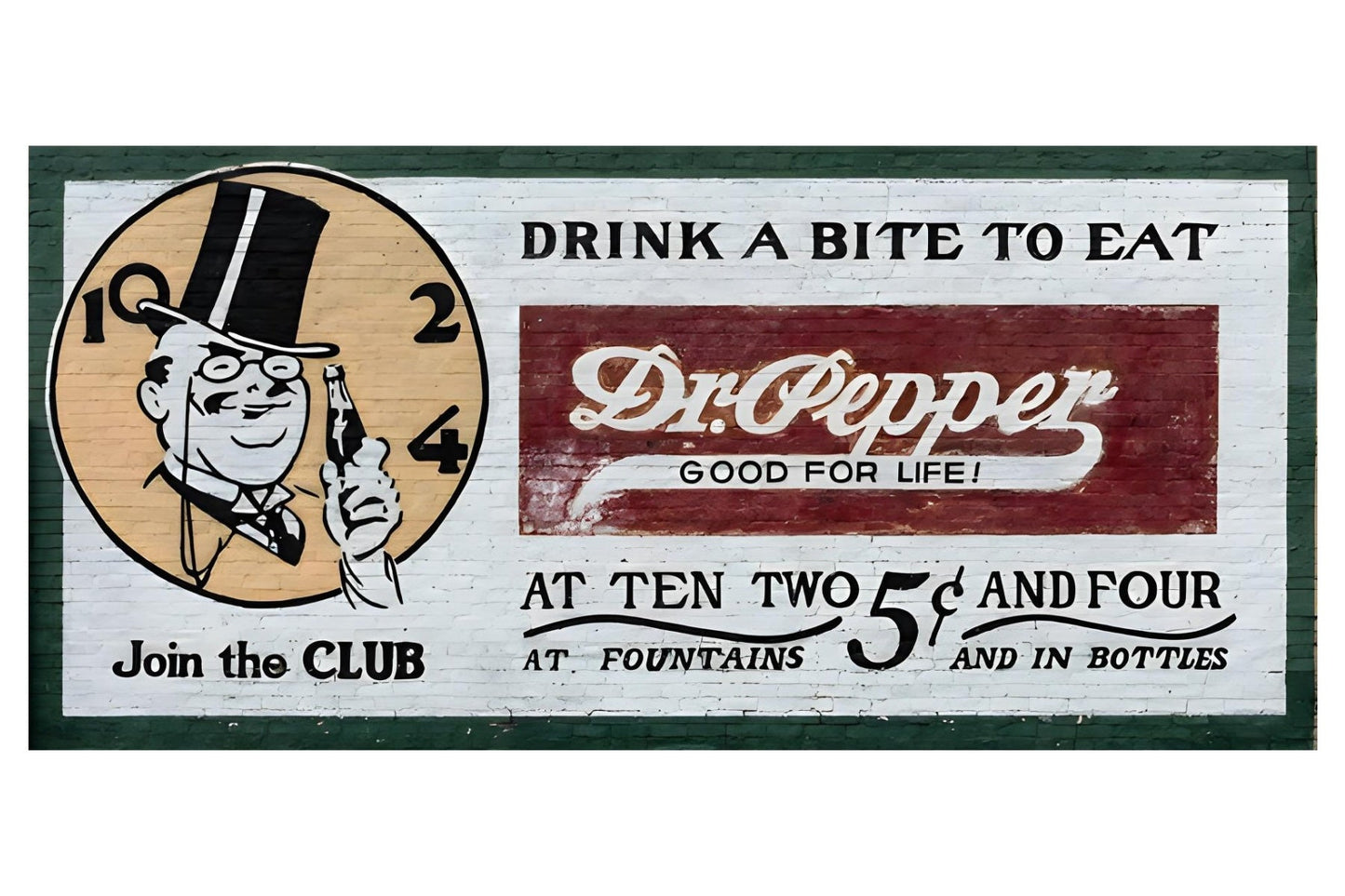 Dr. Pepper Drink A Bite Vintage Wand Werbung Postkarte