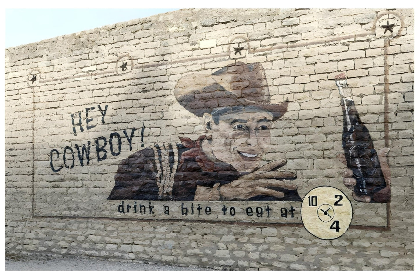 Dr. Pepper Hey Cowboy Vintage Wand Werbung Postkarte