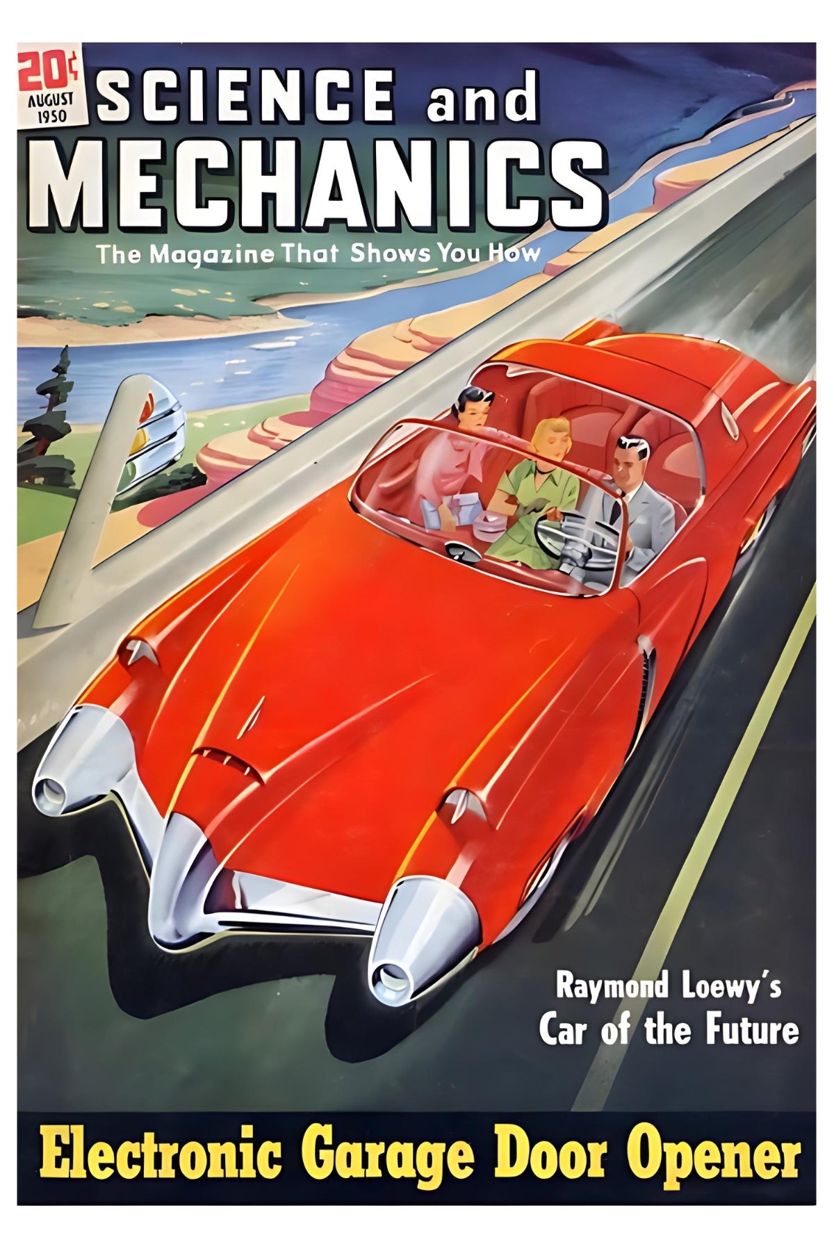 Postkarte „Auto der Zukunft“ von Raymond Loewy