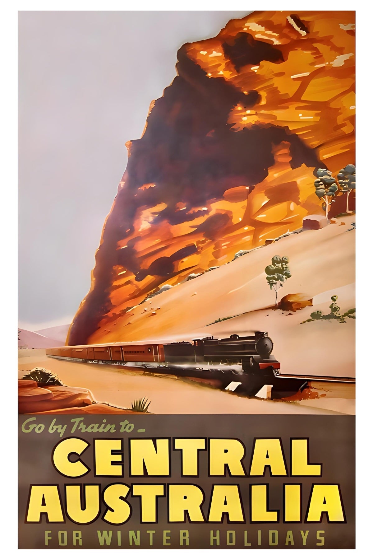 Postkarte „Go By Train“ in Zentralaustralien