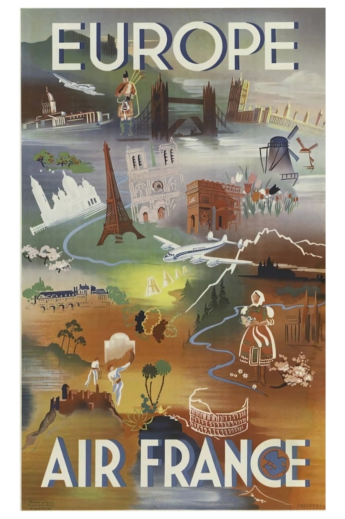 Europe Air France Postal Card