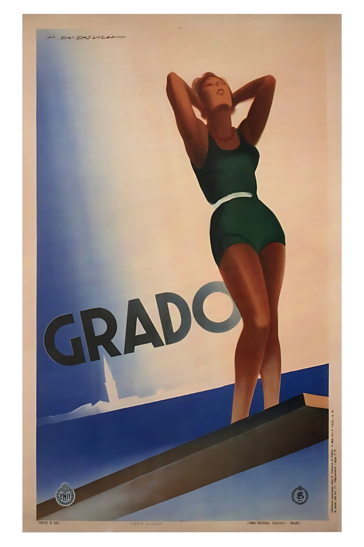 Grado Swimmer Postal Card