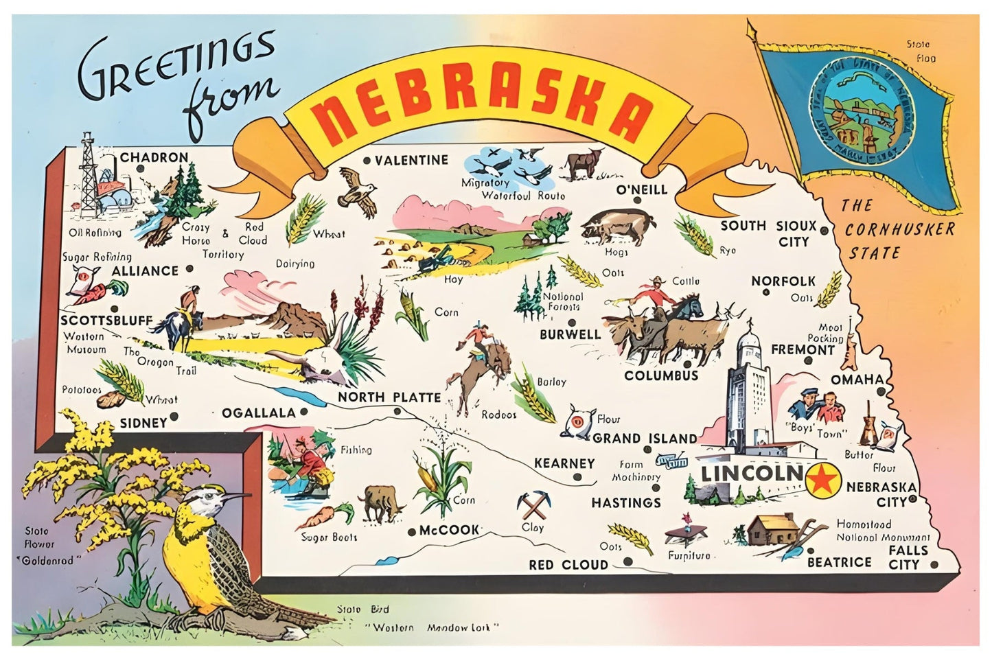 Grüße aus Nebraska Postkarte