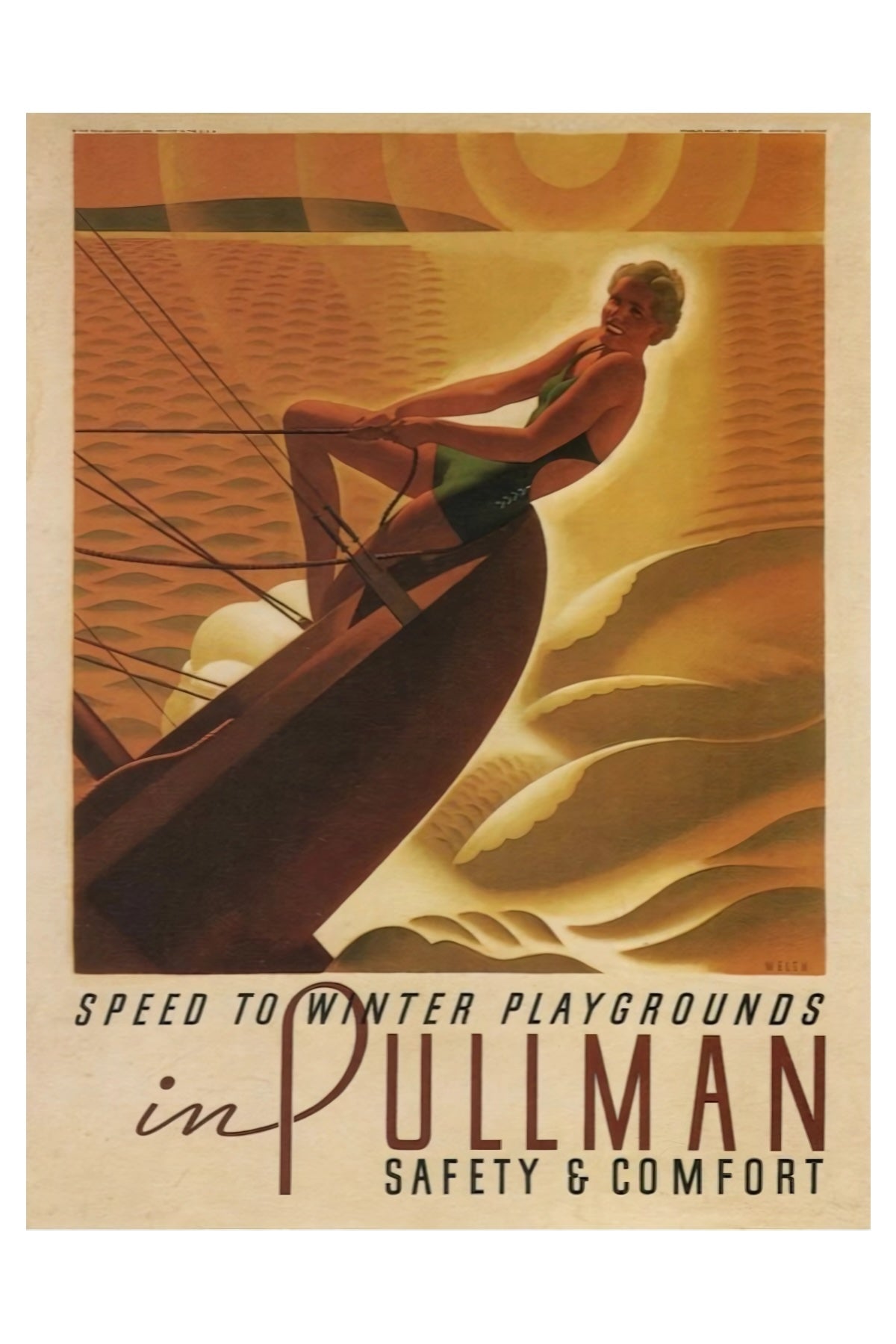 Pullman Train Vintage Postal Card