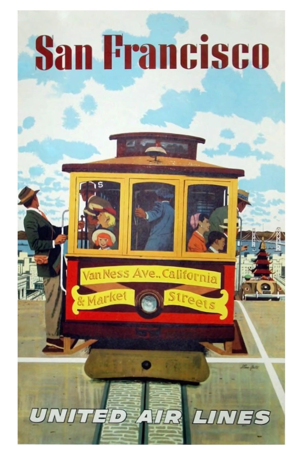 Postkarte der United Air Lines in San Francisco