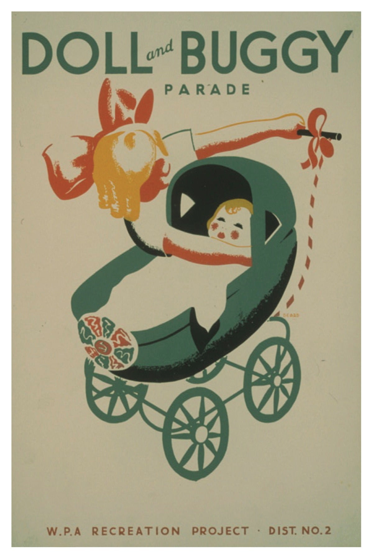 DOLL & BUGGY PARADE WPA POSTAL CARD