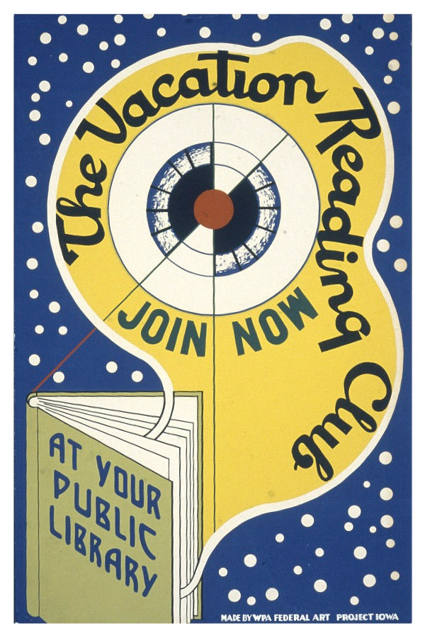 THE VACATION READING CLUB WPA POSTAL CARD