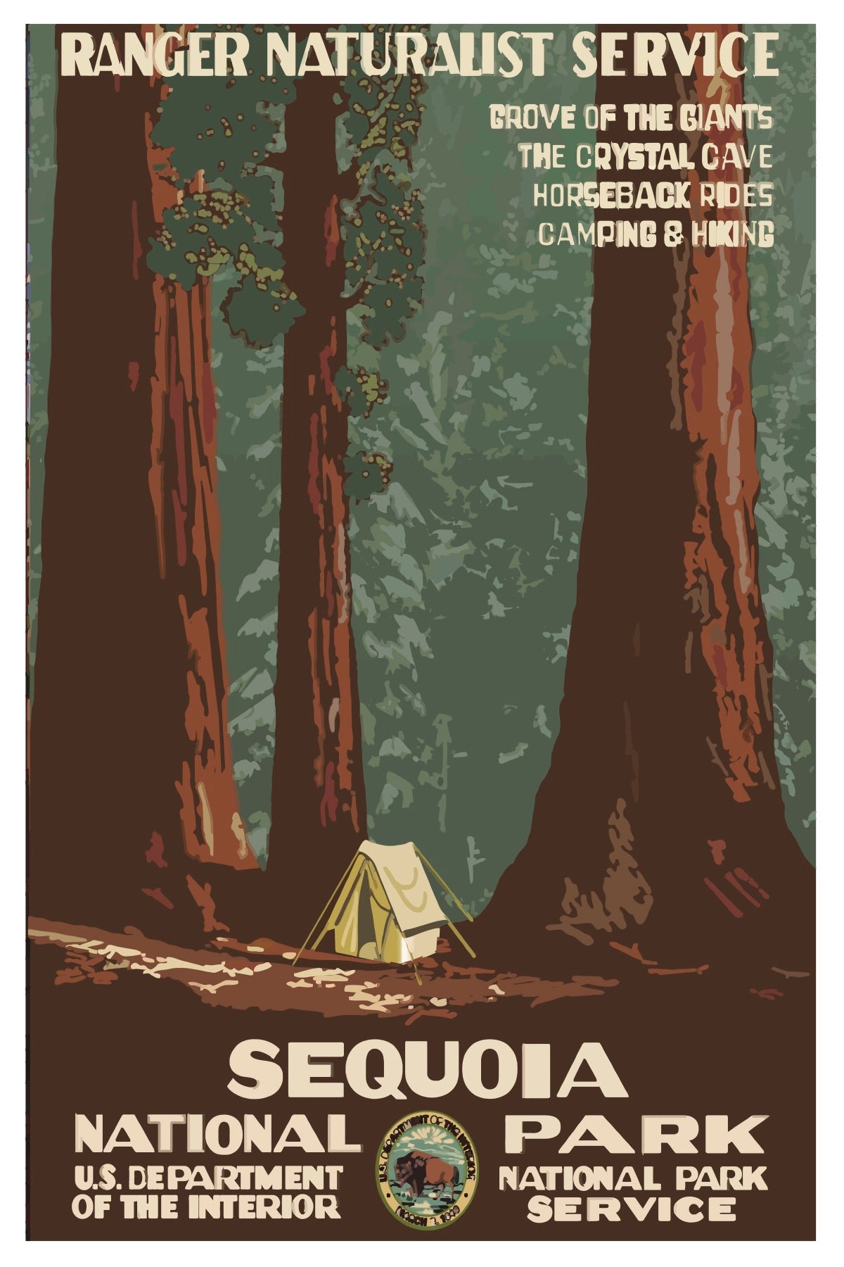 SEQUOIA NATIONAL PARK WPA POSTAL CARD