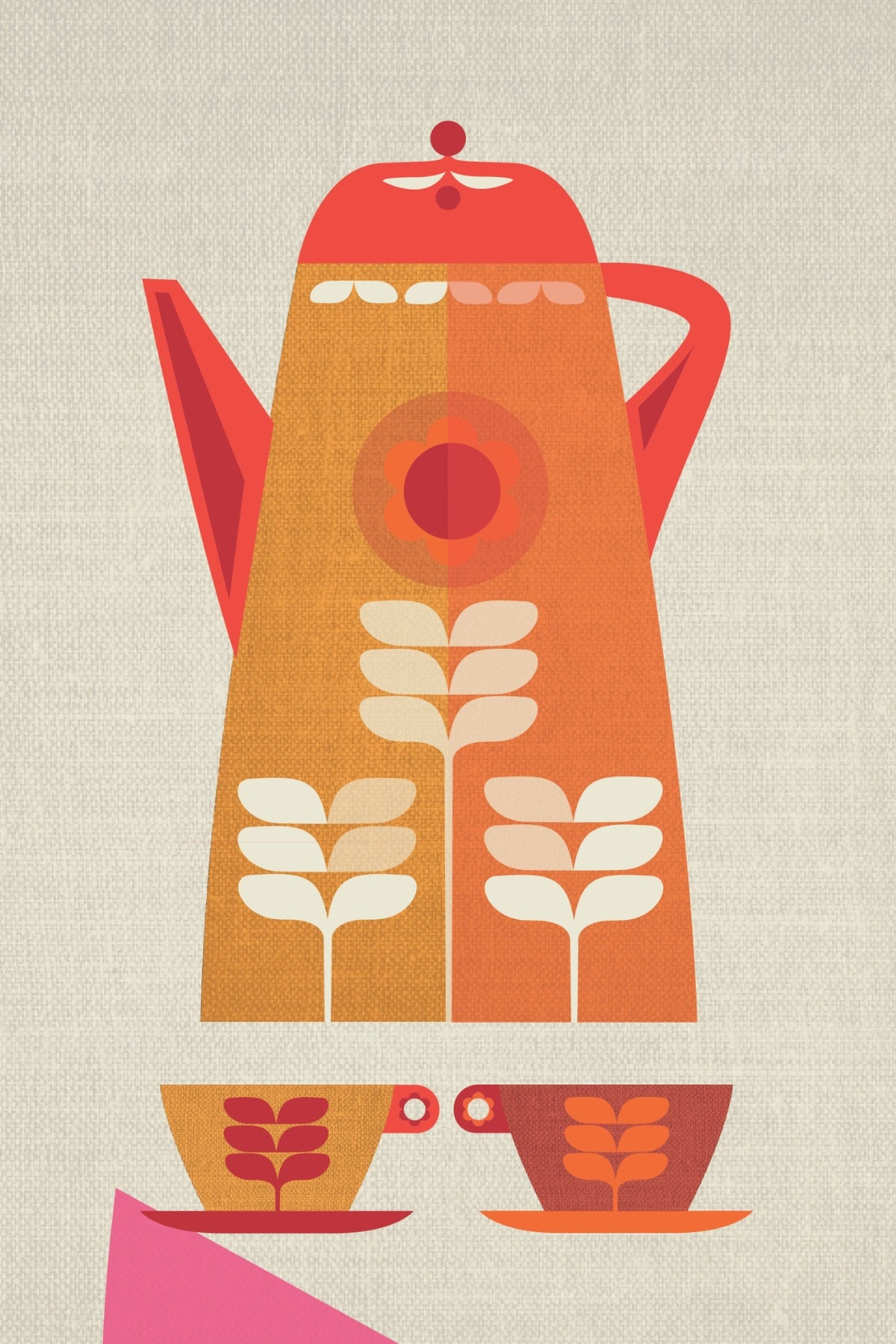 Orange Teapot Postcard