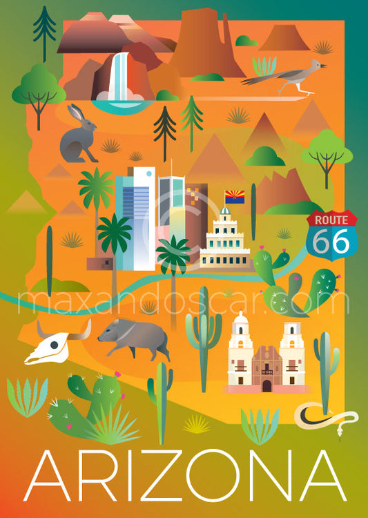 ARIZONA-KARTEN-POSTKARTE
