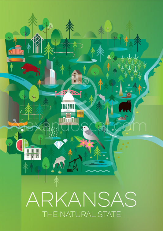 Arkansas Karte Postkarte