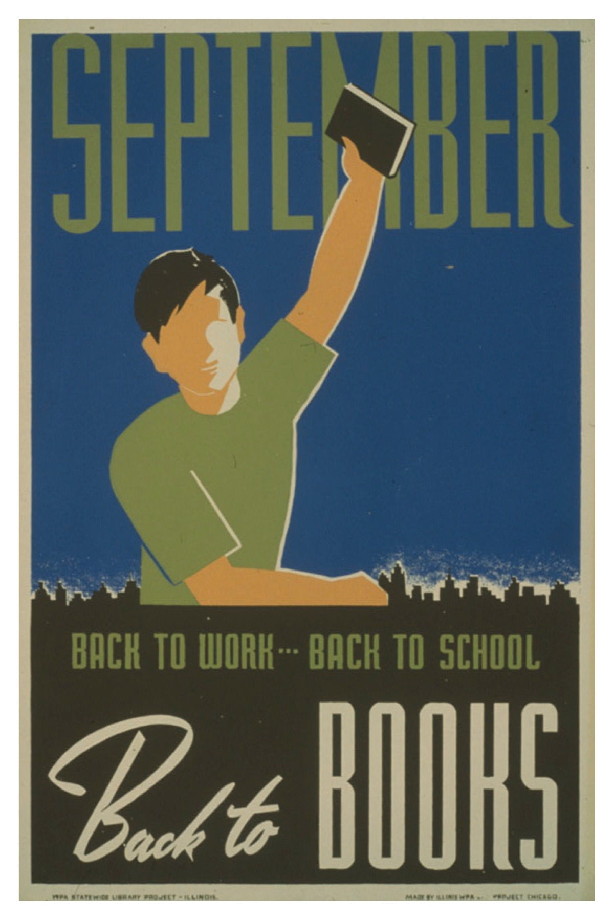 SEPTEMBER BACK TO BOOKS WPA POSTKARTE