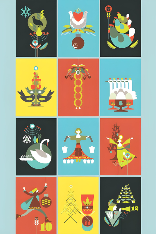 12 Days of Christmas Postcard