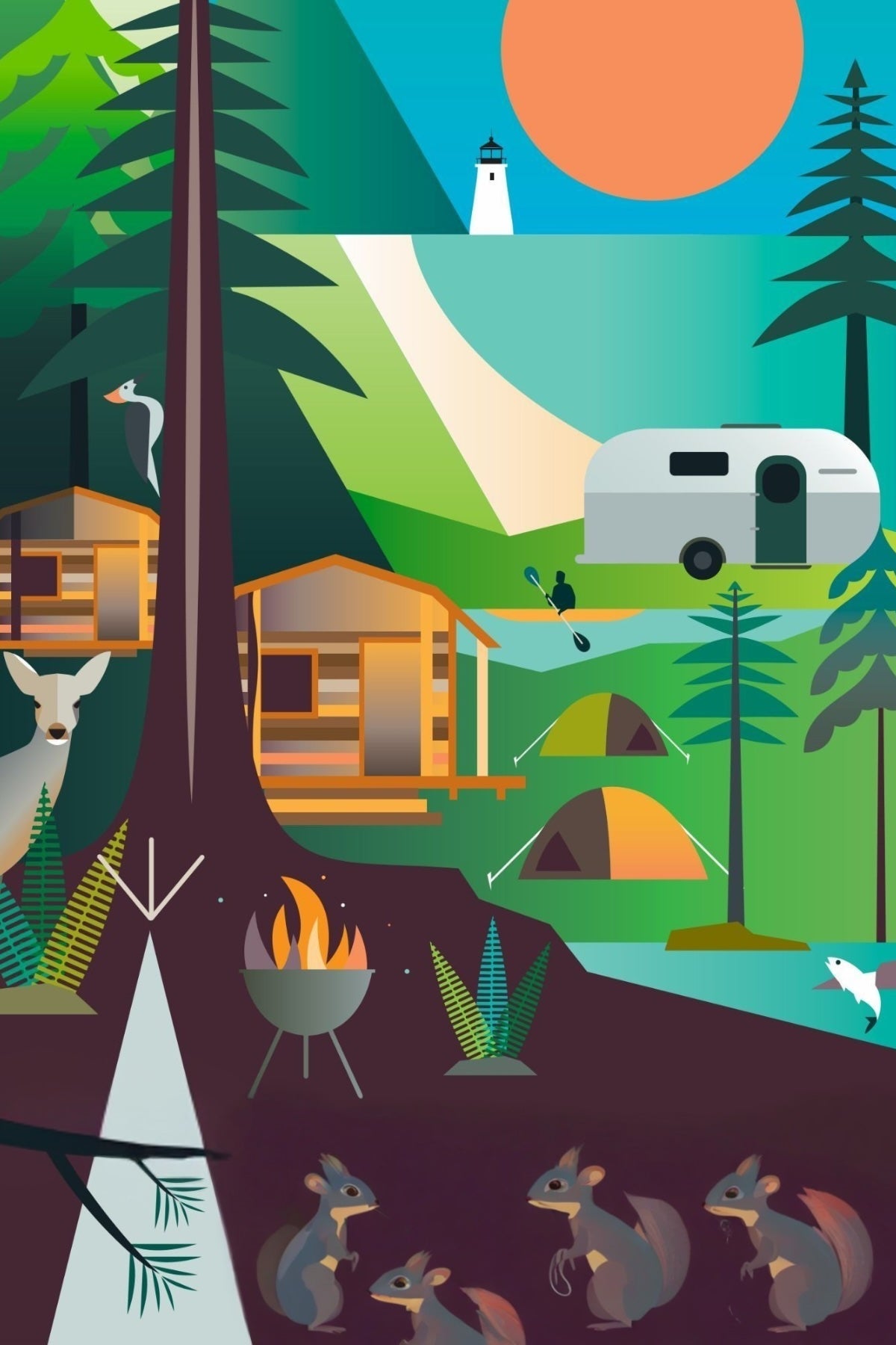 Campfire Squirrels Postcard