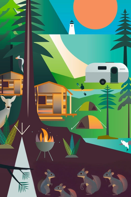 Campfire Squirrels Postcard