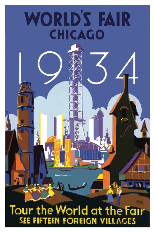 1934 CHICAGO WELTAUSSTELLUNG WPA POSTKARTE