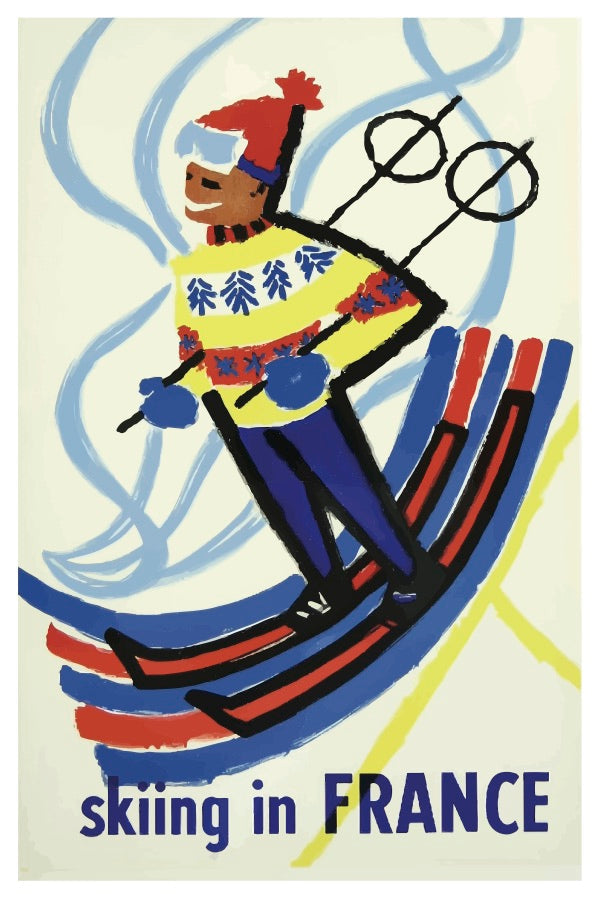 SKIFAHREN IN FRANKREICH POSTKARTE