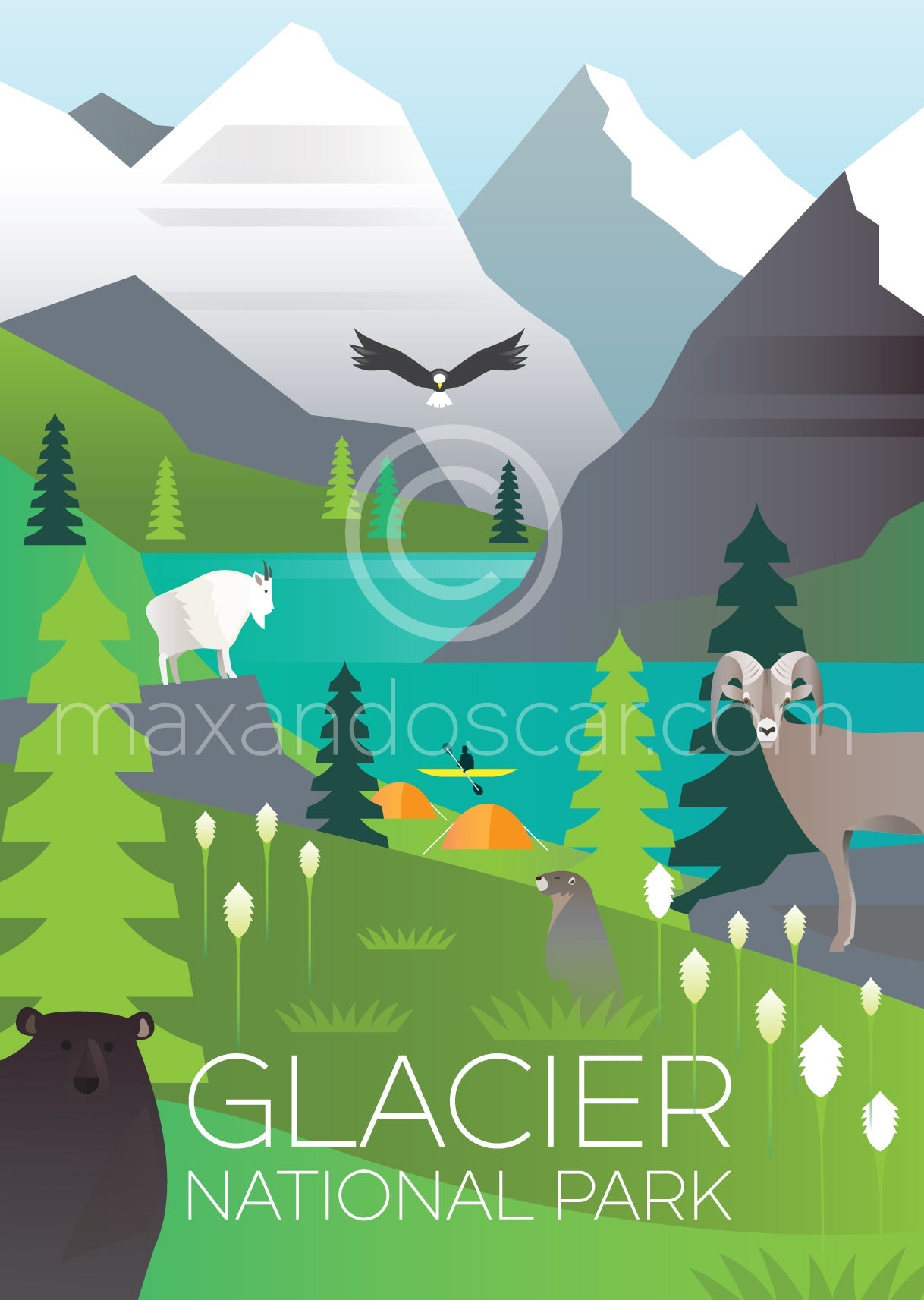 GLACIER-NATIONALPARK POSTKARTE