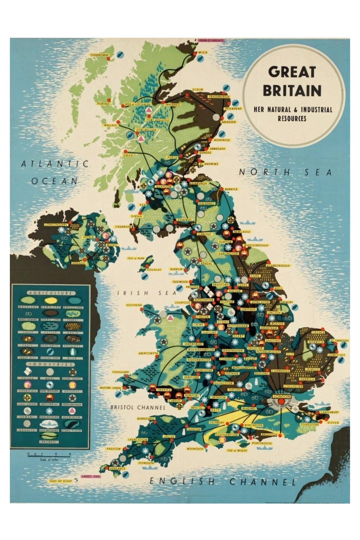Great Britain Map Postal Card