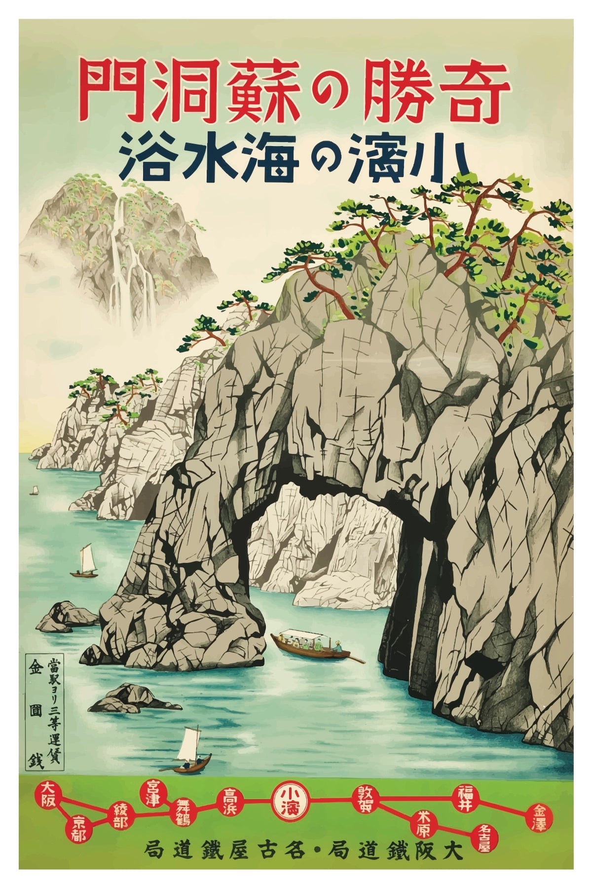 Japanische Küsten-Vintage-Postkarte