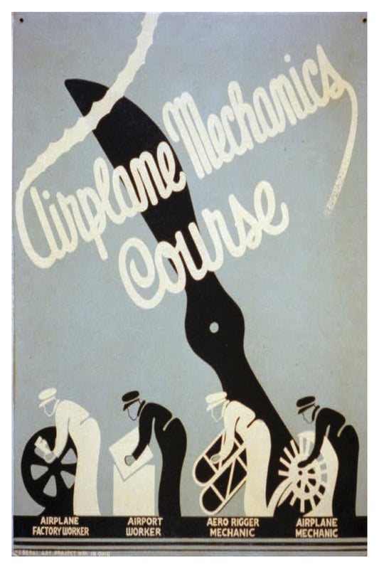 FLUGZEUGMECHANIKKURS WPA POSTKARTE