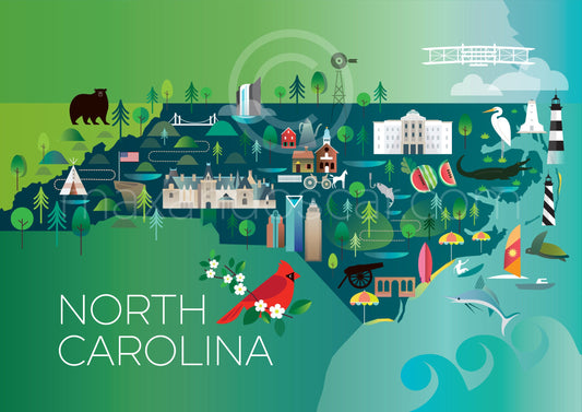 NORTH CAROLINA POSTKARTE