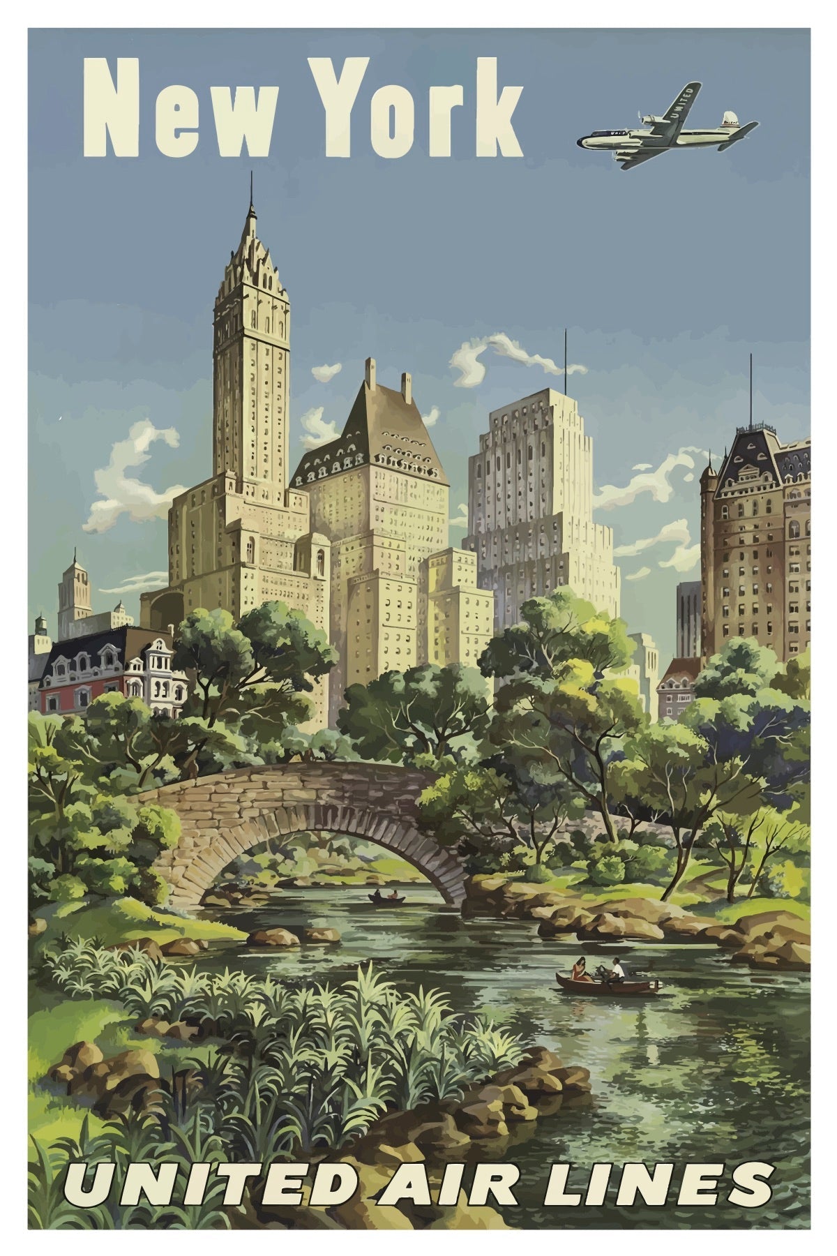 Postkarte der United Airlines in New York City