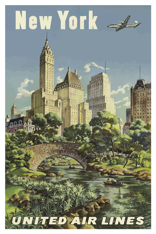 Postkarte der United Airlines in New York City