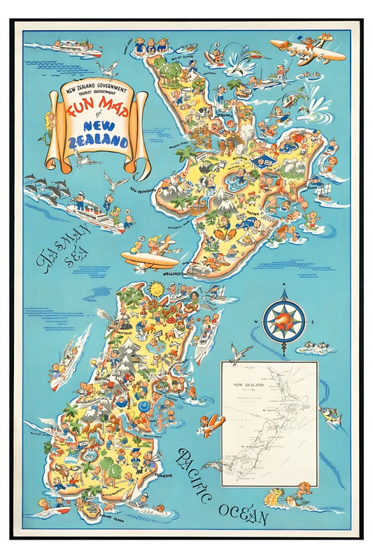 New Zealand Map Postal Card