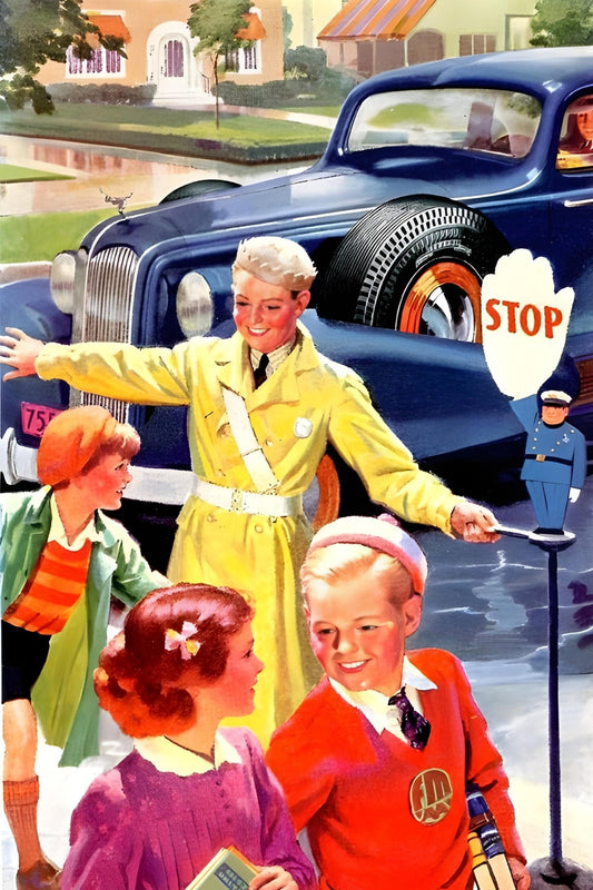 Children Crossing Postal Card
