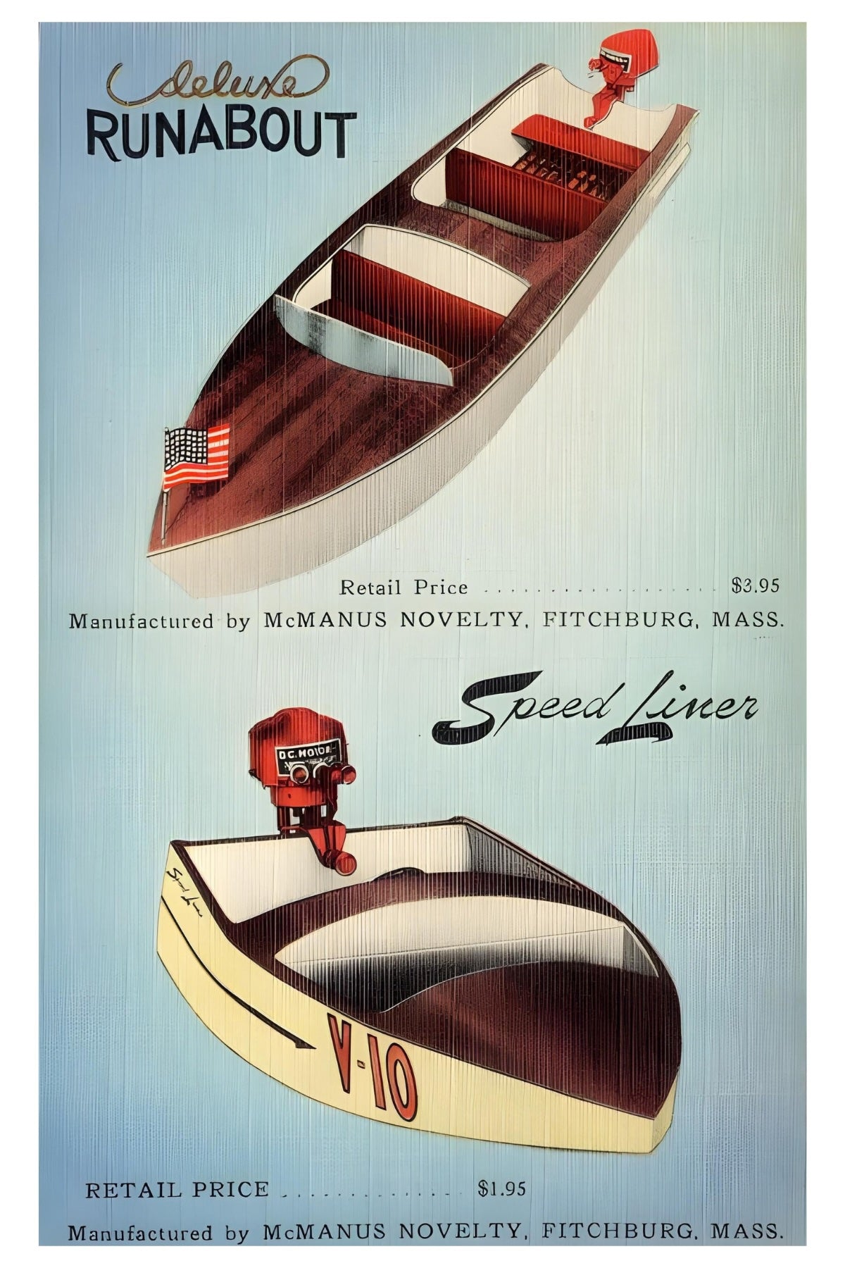 Deluxe Runabout Speed Liner Postal Card