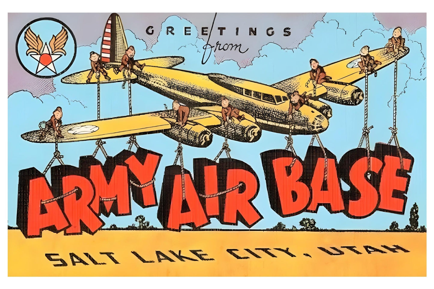 Greetings From Army Air Base, Salt Lake City Postal Card