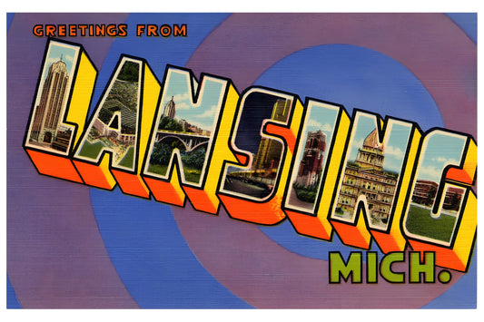 Greetings From Lansing, Michigan Postal Card