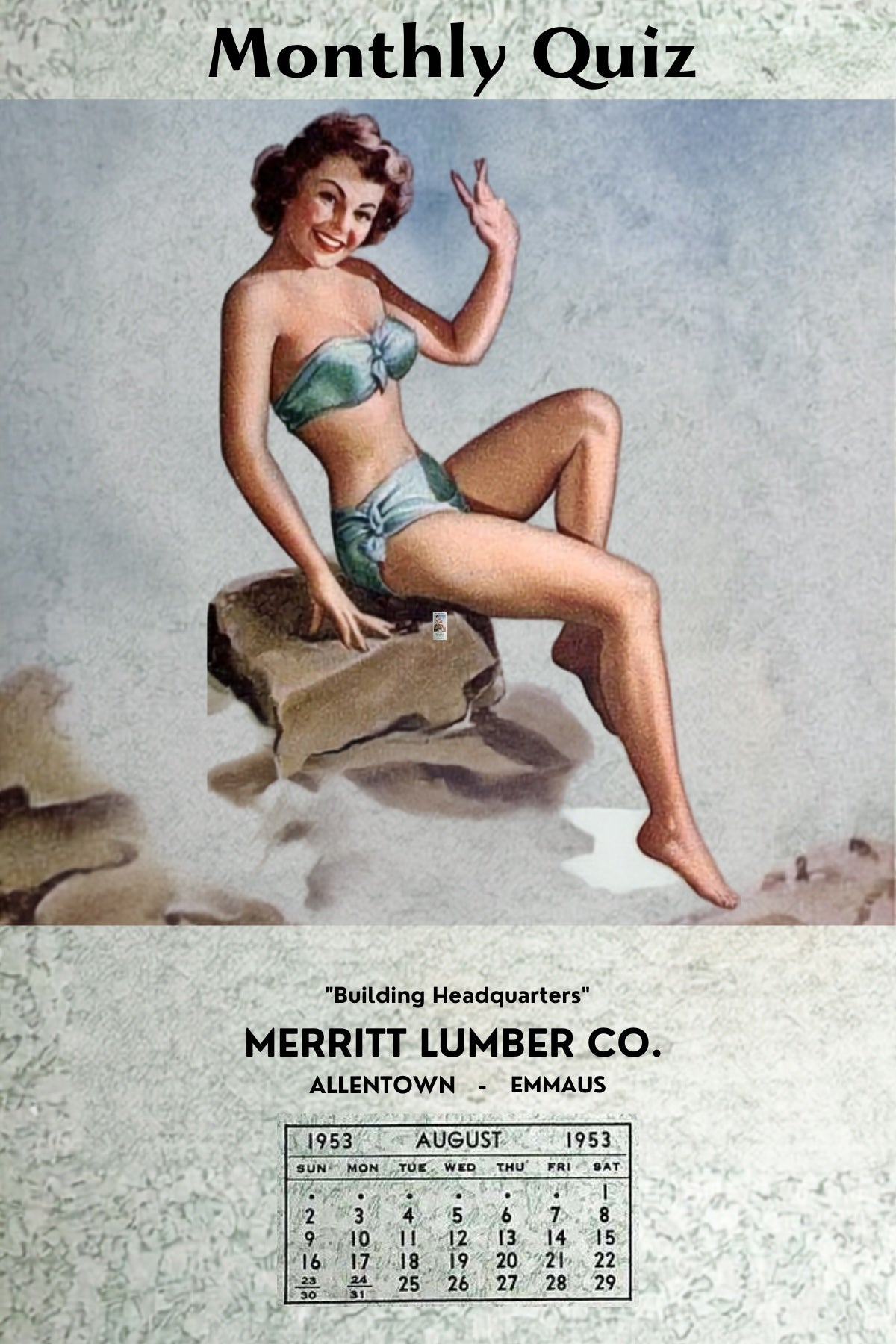 Monthly Quiz Pin-up Postal Card