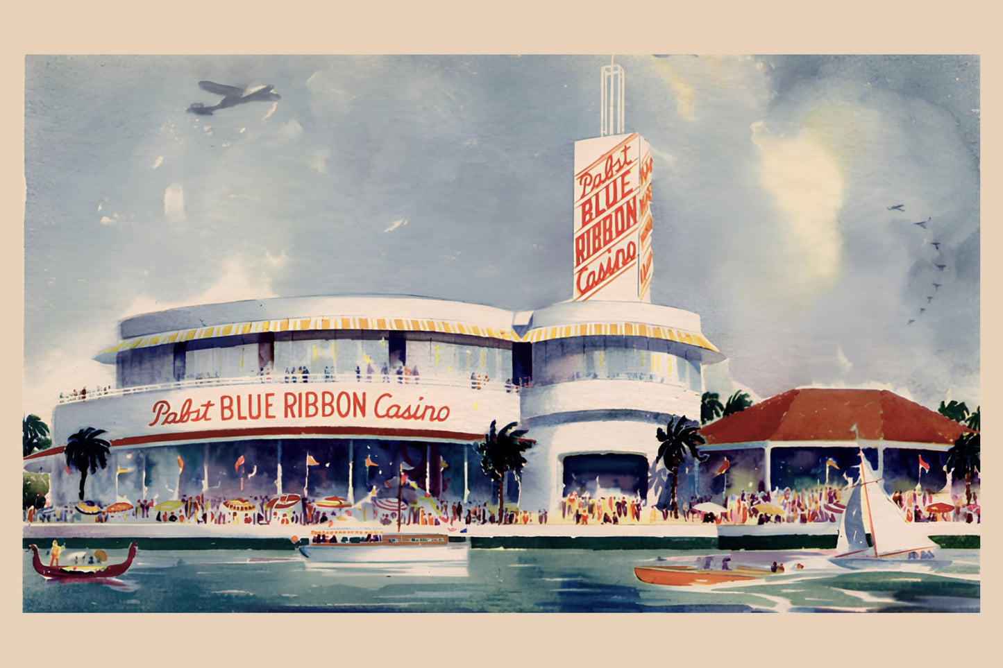 Pabst Blue Ribbon Casino Postal Card