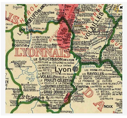 Postkarte der Carte Gastronomique de la France