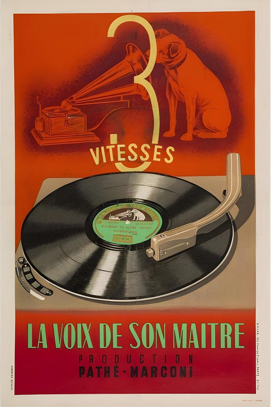 Postkarte „La Voix de Son Maitre“.