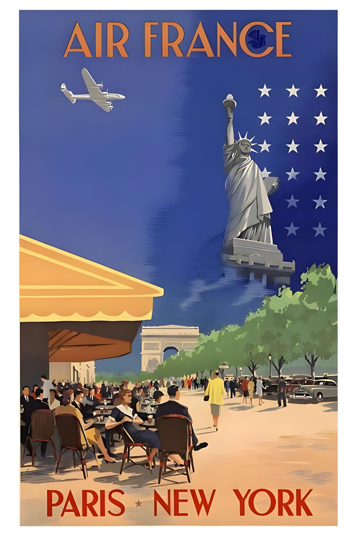 Paris to New York Air France Postal Card